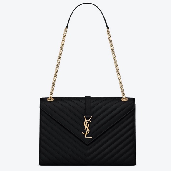 MSRP $3,200 Like New! YSL SAINT LAURENT ENVELOPE LARGE MATELASSÉ GRAIN DE POUDR - Picture 5 of 16